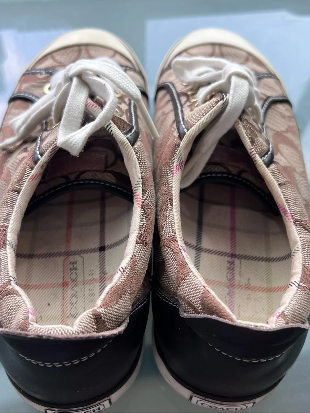 Coach Brown Signature Monogram Low-Top Sneakers with White Accents